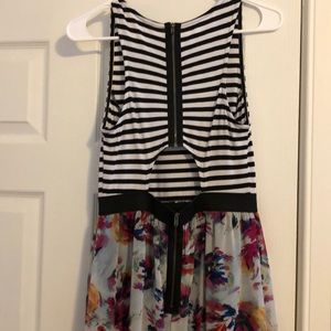 Xhilaration Dresses - Floral and black/white striped maxi dress Xhilaration Dresses - Floral and black/white striped maxi dress